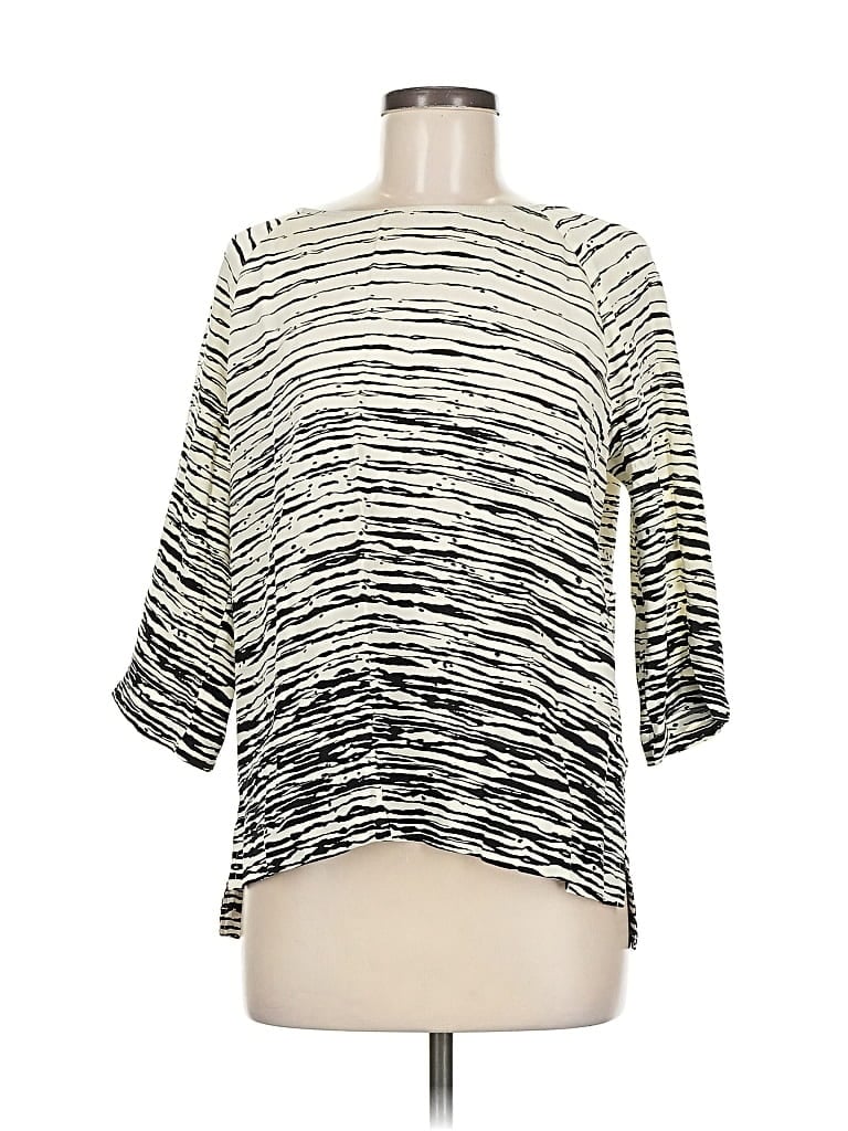 Pre-owned Vince 3/4 Sleeve Silk Top Ivory Boatneck Tops In White