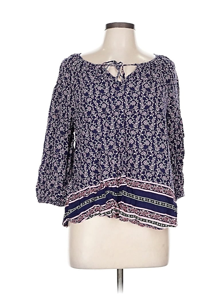 Pre-owned Fred David 3/4 Sleeve Blouse In Blue