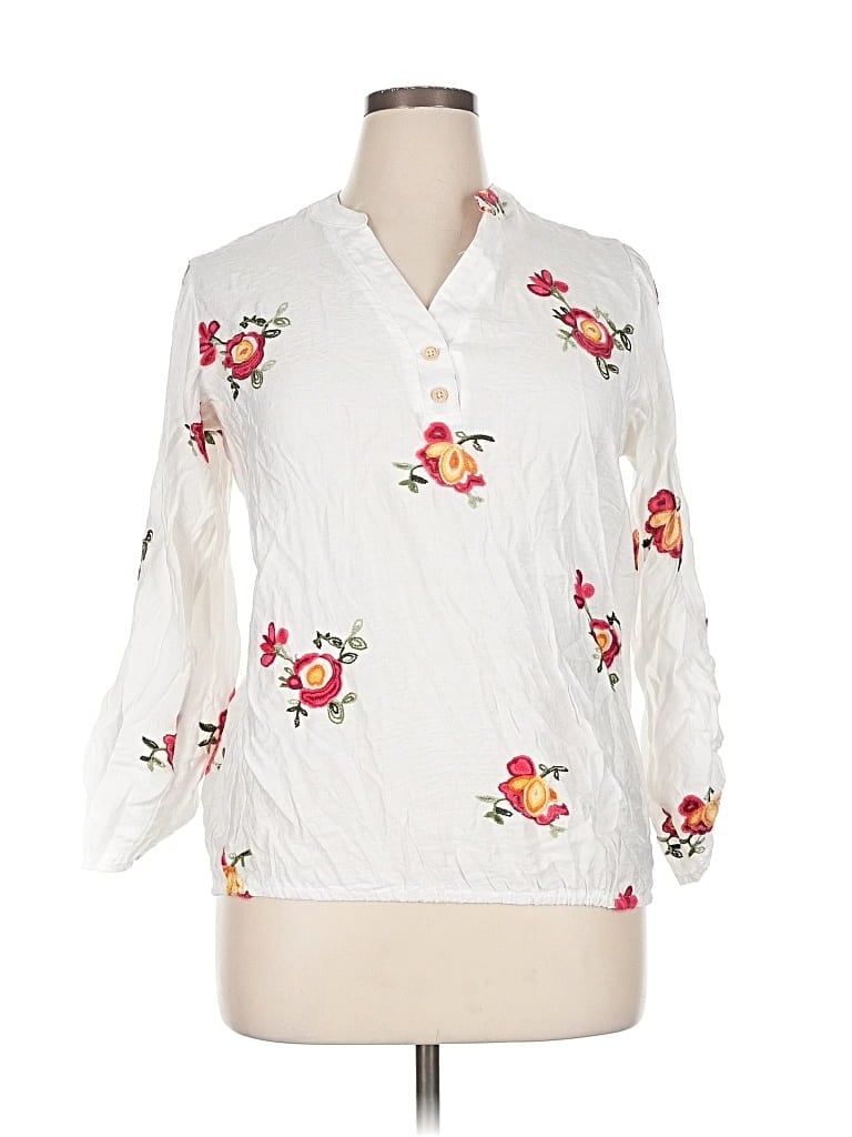 Pre-owned Kindred 3/4 Sleeve Blouse In White