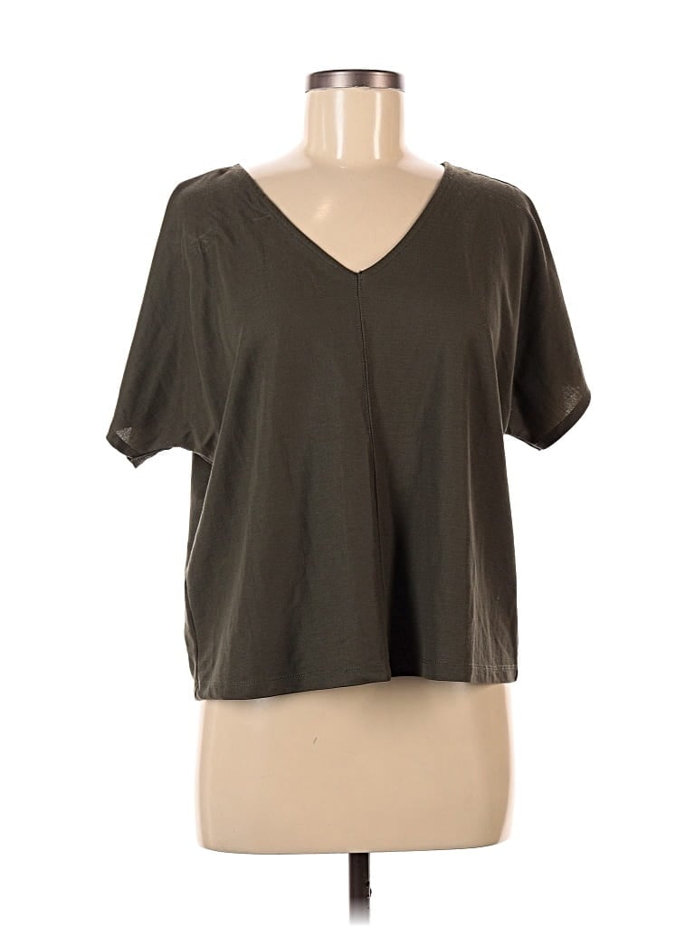 Pre-owned Studio B By Bobeau Short Sleeve Top Gray V Neck Tops