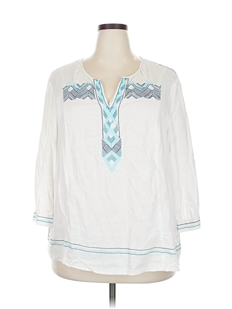Pre-owned Artisan Ny 3/4 Sleeve Blouse In White