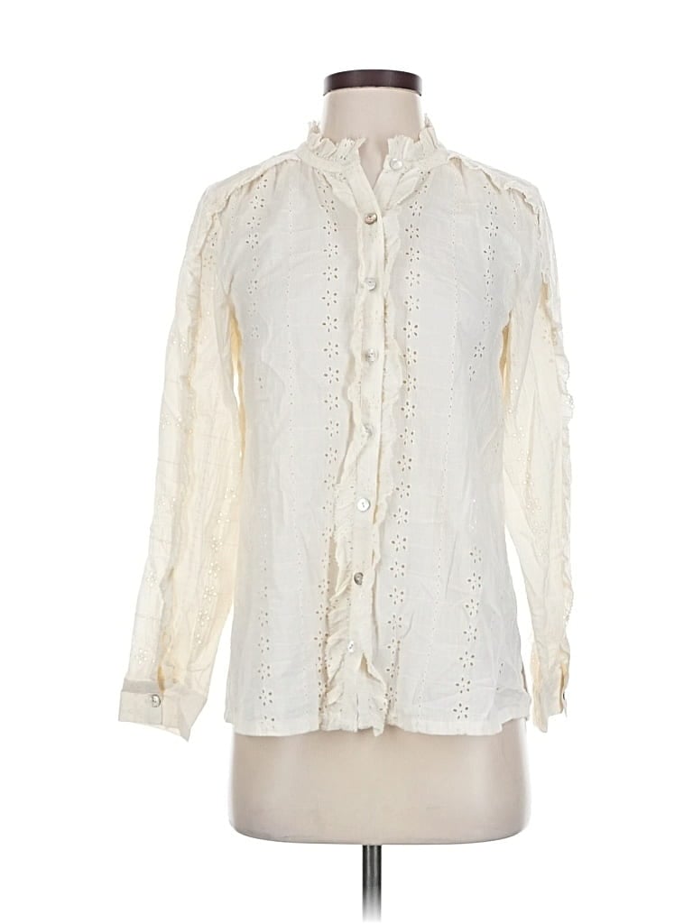 Pre-owned Cleobella Long Sleeve Blouse In White