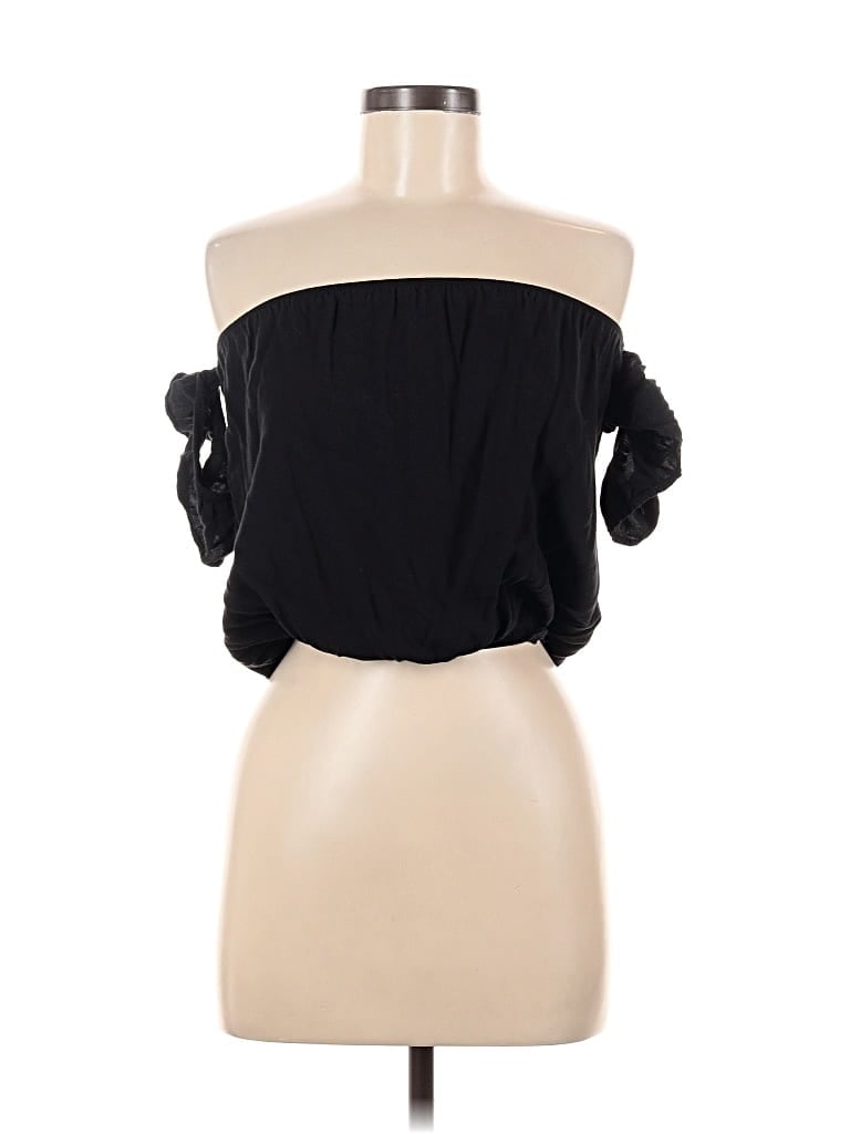 Pre-owned Brandy Melville Short Sleeve Blouse In Black