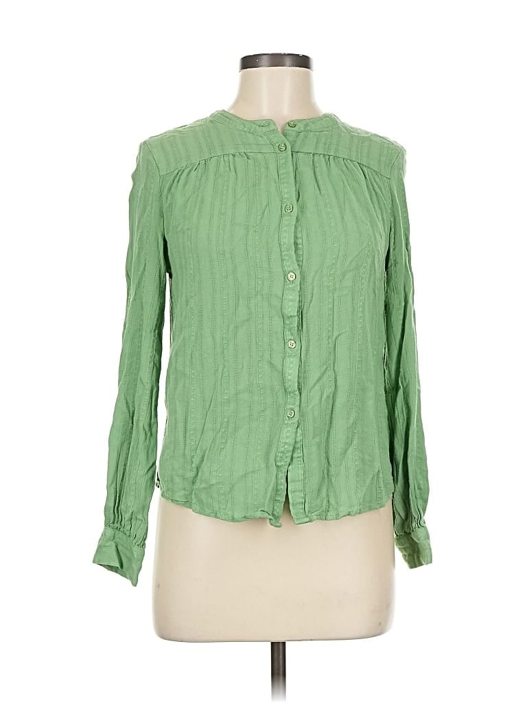 Pre-owned Harper Long Sleeve Blouse In Green