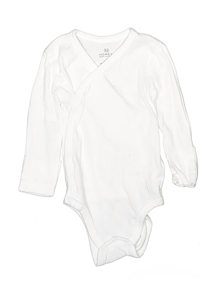 Pre-owned Honest Baby Clothing Babies' Long Sleeve Onesie In White