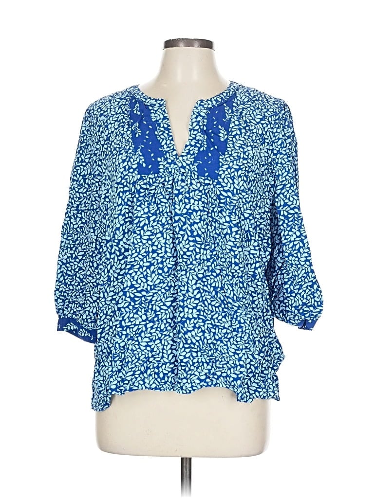 Pre-owned Jjill 3/4 Sleeve Blouse In Blue