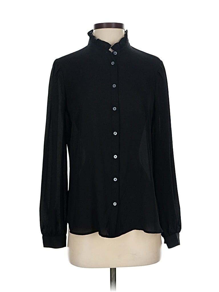 Pre-owned Banana Republic Long Sleeve Blouse In Black