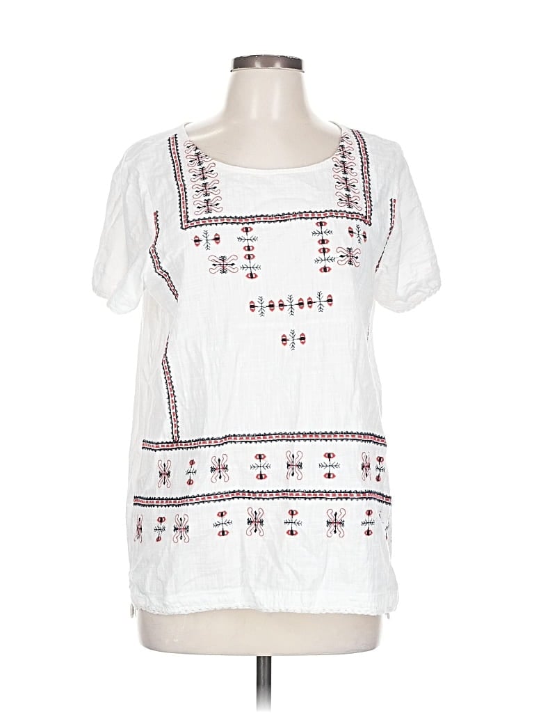 Pre-owned Lucky Brand Short Sleeve Blouse In White