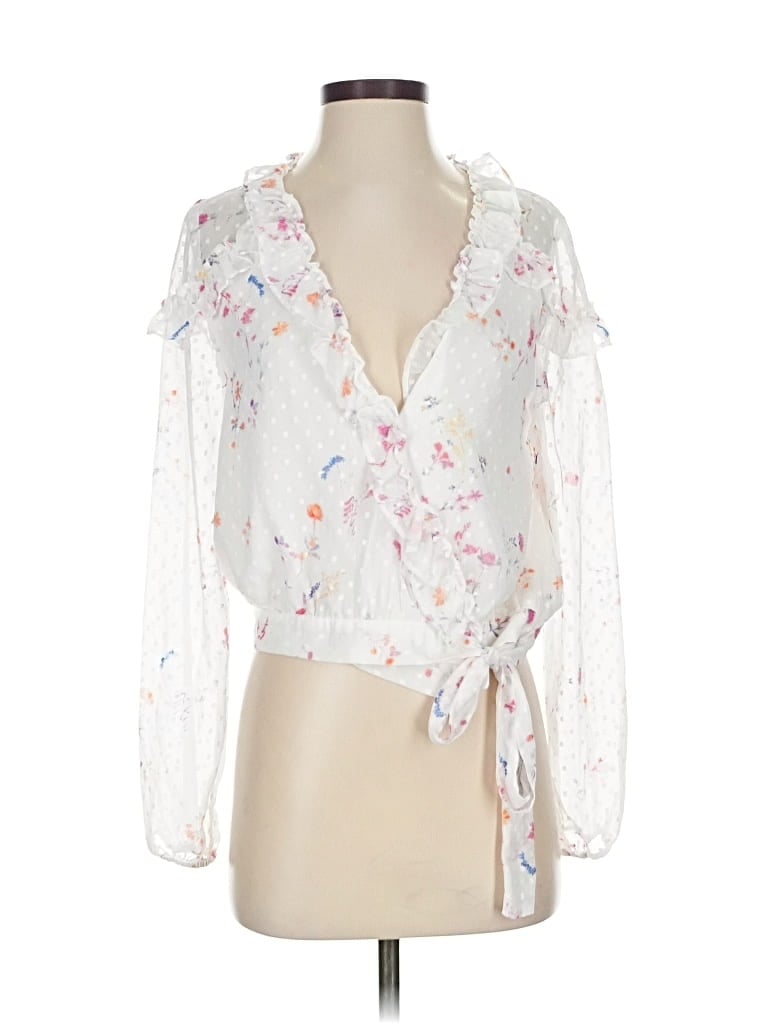 Aqua 3/4 Sleeve Blouse In White