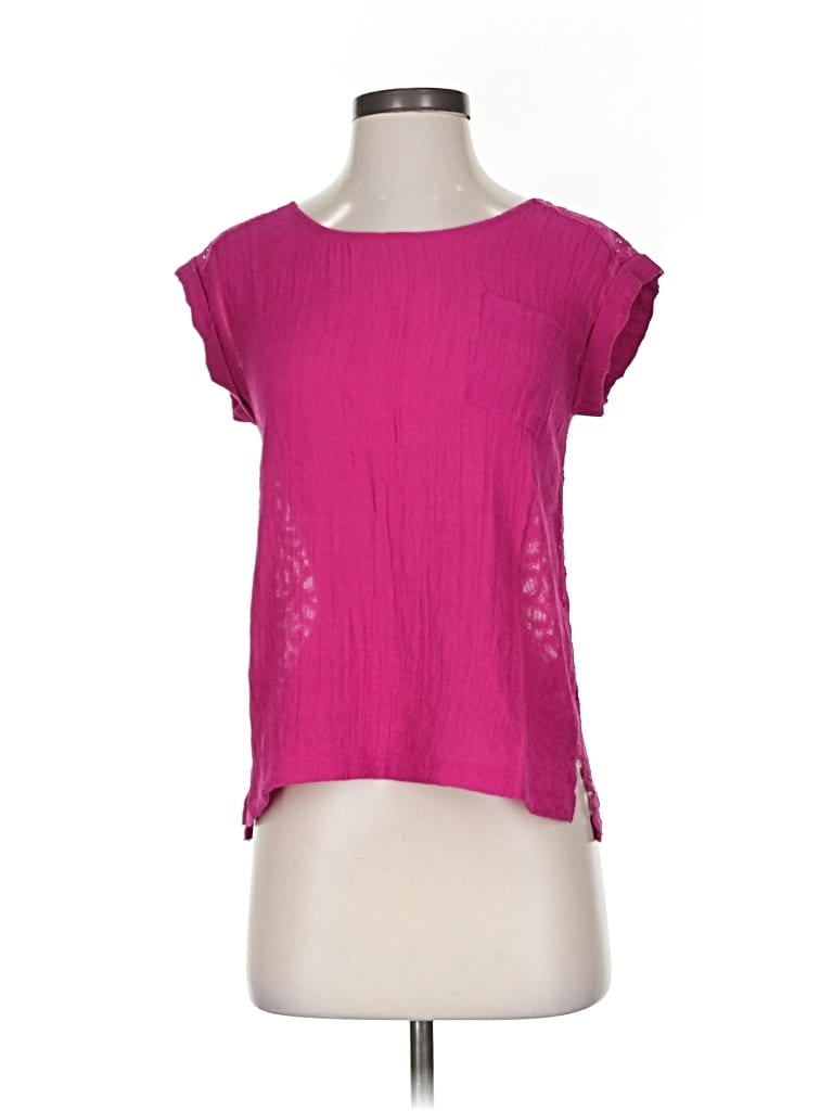 Pre-owned E&m Collection Short Sleeve Top Pink Scoop Neck Tops