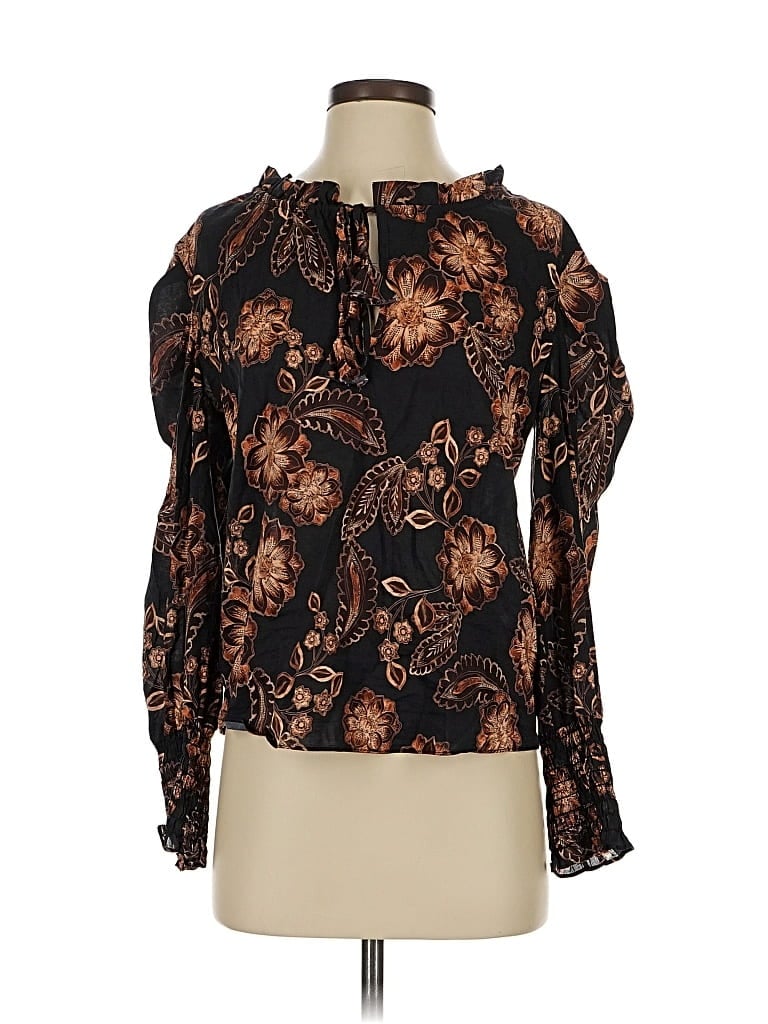 Pre-owned Misa Long Sleeve Blouse In Black