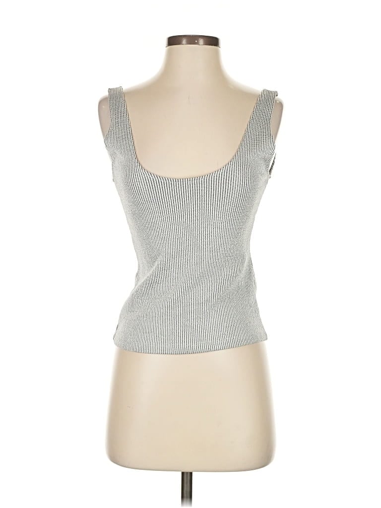 Zara Tank Top Silver Sweetheart Neckline Tops In White