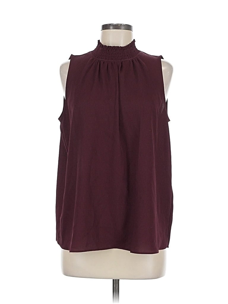 Pre-owned Ann Taylor Factory Sleeveless Blouse In Burgundy