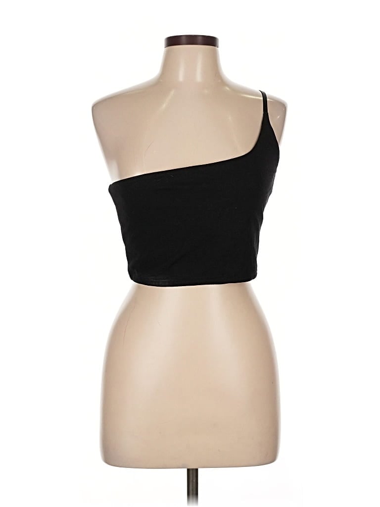Princess Polly Tank Top Black One Shoulder Neckline Tops