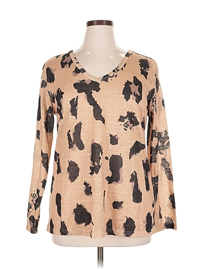 Pre-owned Unbranded Long Sleeve Henley Shirt In Brown