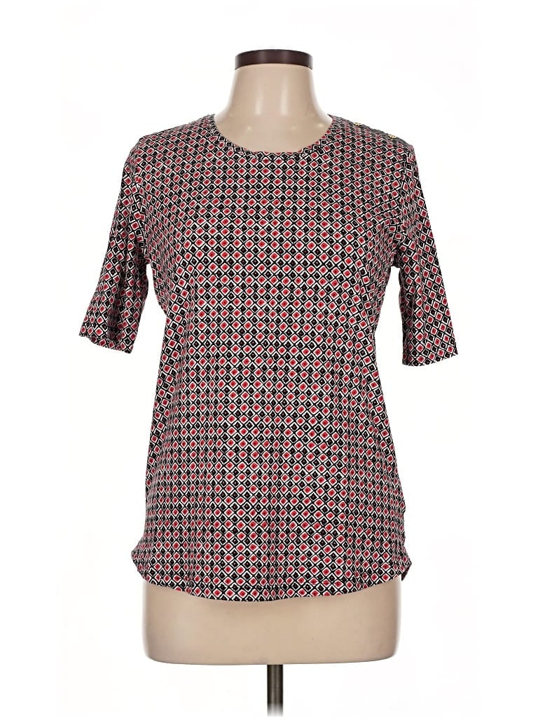 Pre-owned Jones New York Signature Short Sleeve Top Red Square Neckline Tops