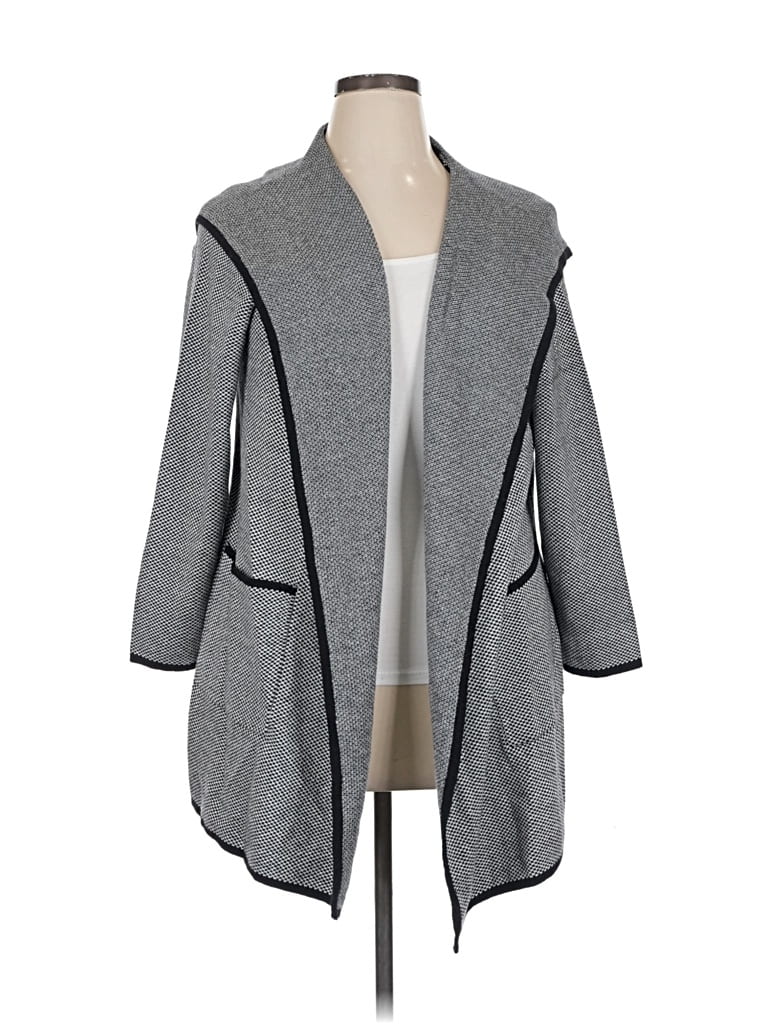 Pre-owned Adrienne Vittadini Cardigan Sweater In Gray