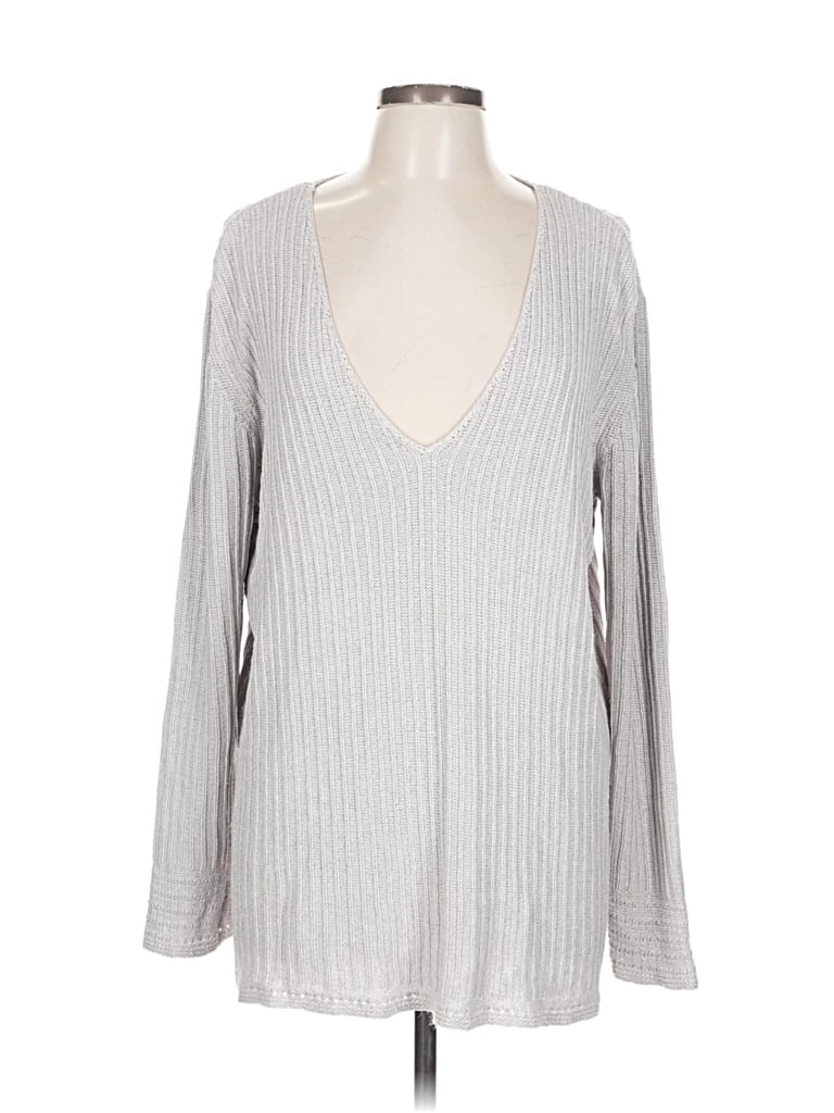 Pre-owned Jjill Silk Pullover Sweater In Silver