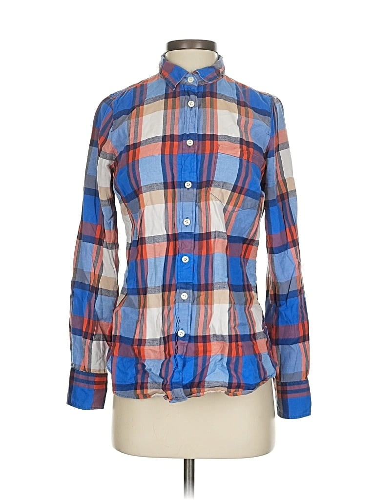 Pre-owned J.crew Factory Store Long Sleeve Button Down Shirt In Blue