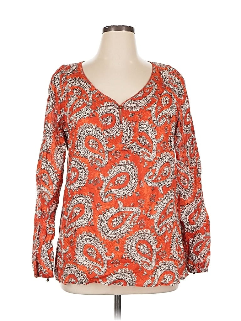Pre-owned Banana Republic Long Sleeve Blouse In Orange