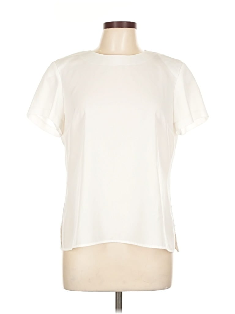 Pre-owned Kasper Short Sleeve Blouse In White