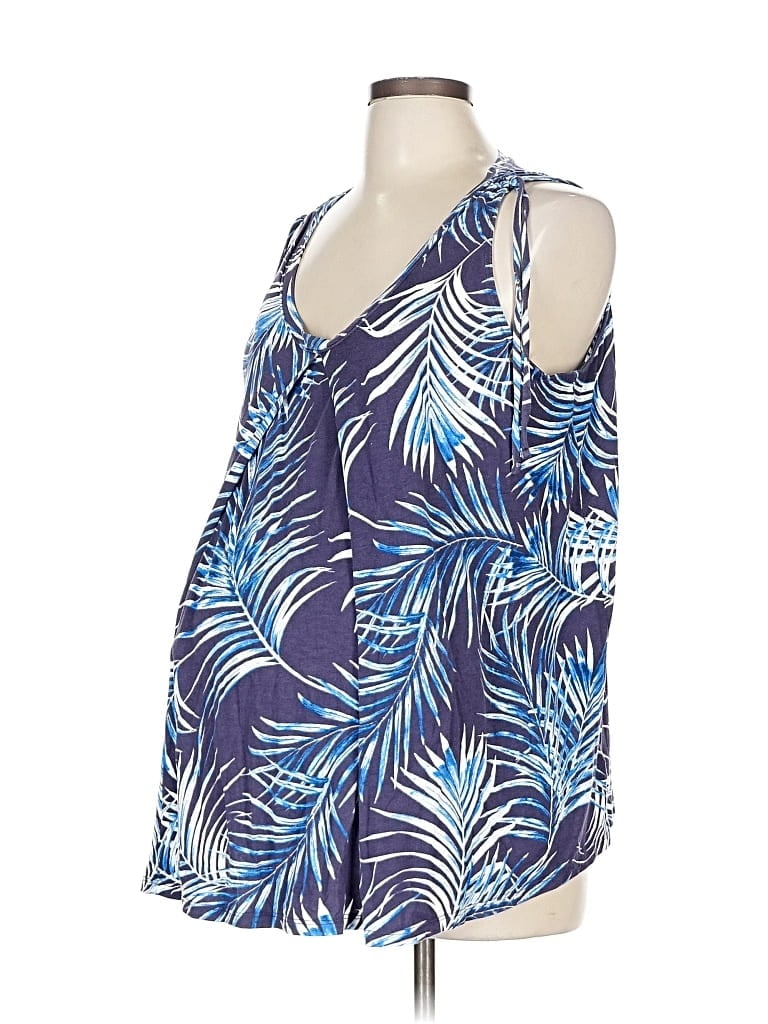 Pre-owned A Pea In The Pod Tank Top Blue Cold Shoulder Neckline Tops