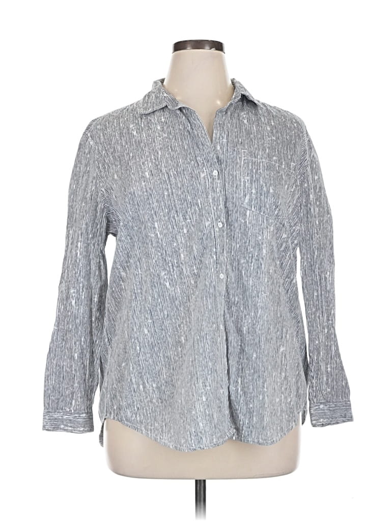 Pre-owned Calvin Klein Jeans Est.1978 Calvin Klein Jeans 3/4 Sleeve Button Down Shirt In Silver