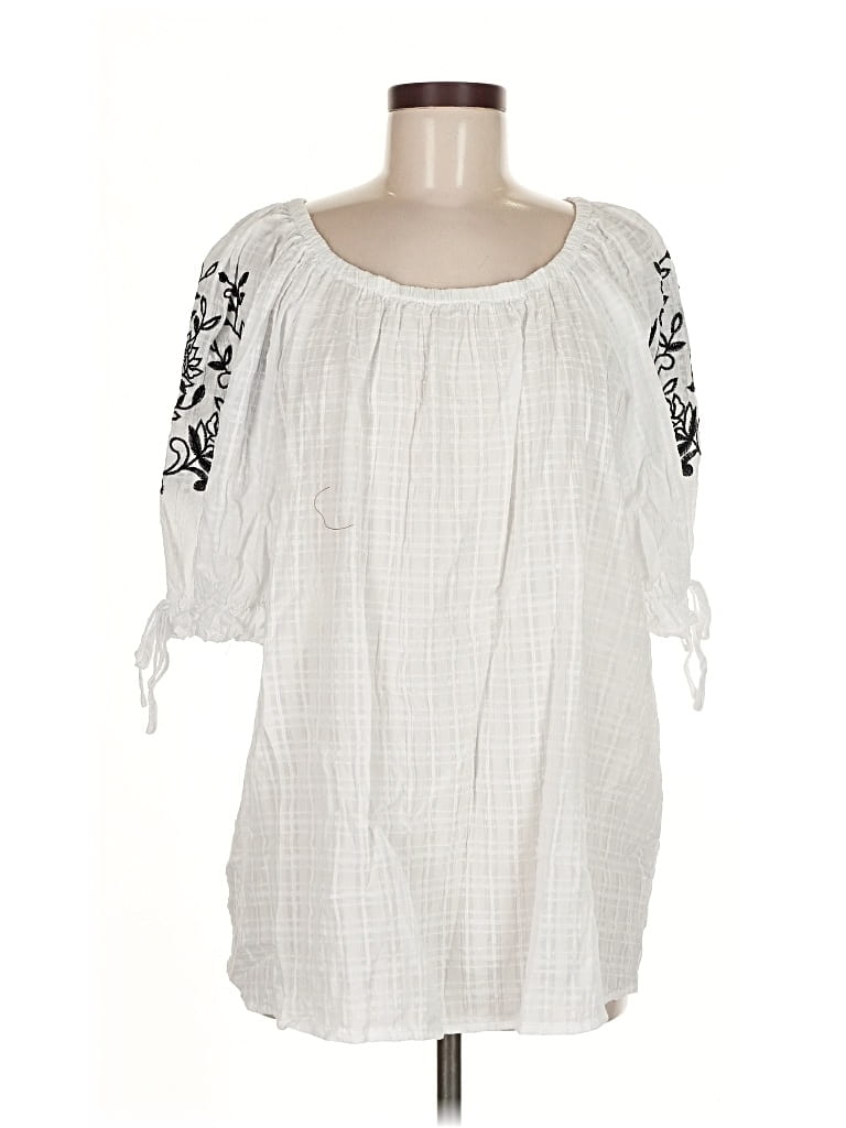 Pre-owned Cato 3/4 Sleeve Blouse In White