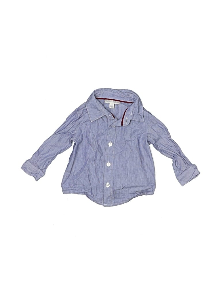 Pre-owned Miniclasix Babies' Long Sleeve Button Down Shirt In Blue