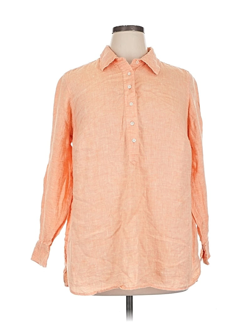 Pre-owned Talbots 3/4 Sleeve Button Down Shirt In Orange