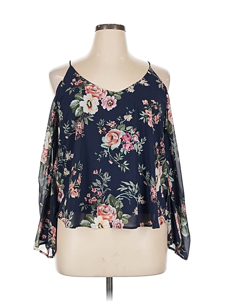 Haute Monde 3/4 Sleeve Blouse In Blue