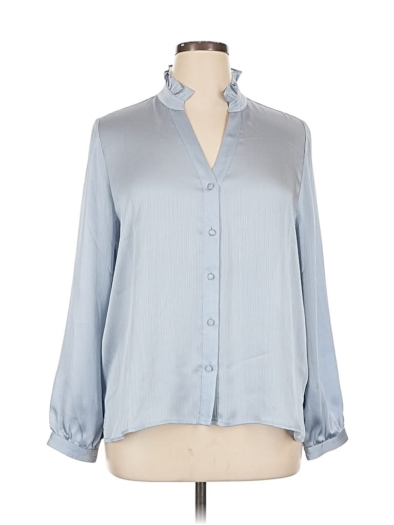 Pre-owned Vince Camuto Long Sleeve Blouse In Blue