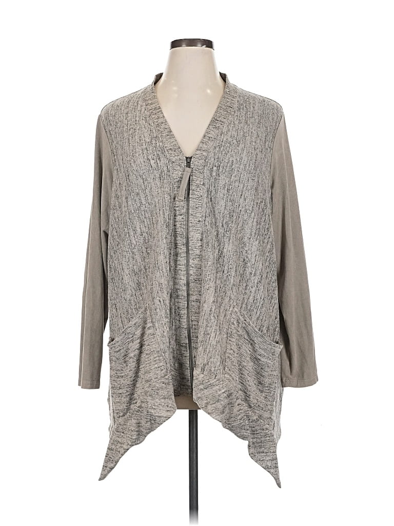 Pre-owned Logo By Lori Goldstein Cardigan Sweater In Gray