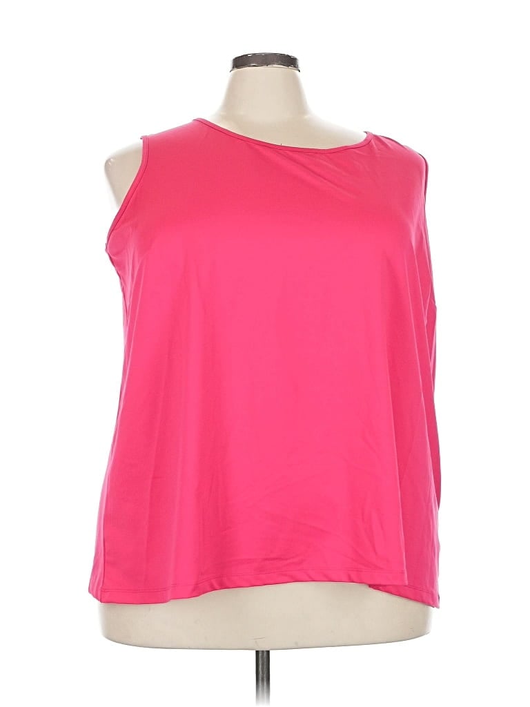 Pre-owned Maggie Barnes For Catherines Sleeveless Top Pink One Shoulder Neckline Tops