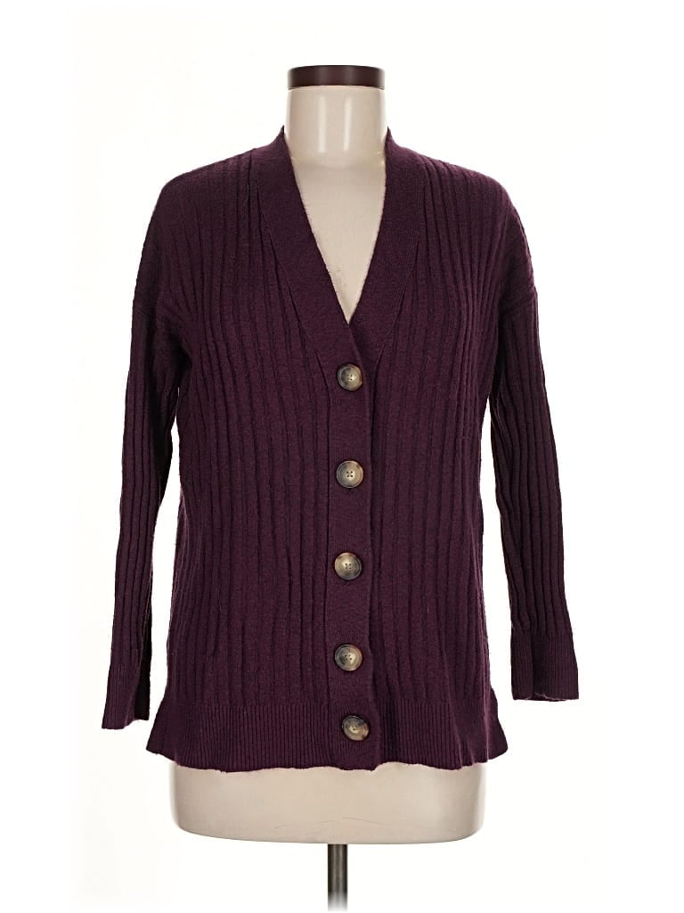 Pre-owned Ann Taylor Loft Cardigan Sweater In Burgundy