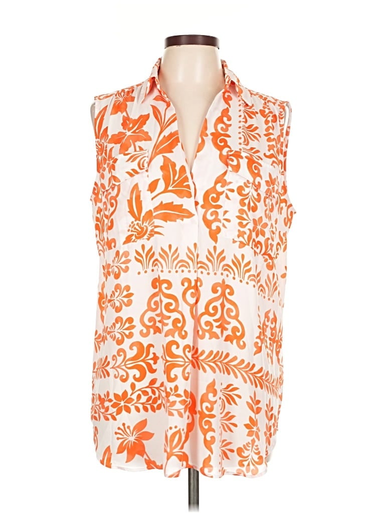 Pre-owned Ann Taylor Sleeveless Blouse In Orange