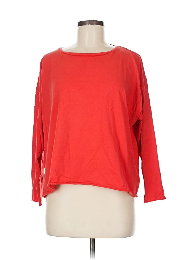 Pre-owned Planet By Lauren G 3/4 Sleeve T-shirt In Orange