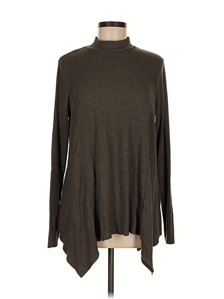 Pre-owned T.la Long Sleeve Top Brown Turtleneck Tops