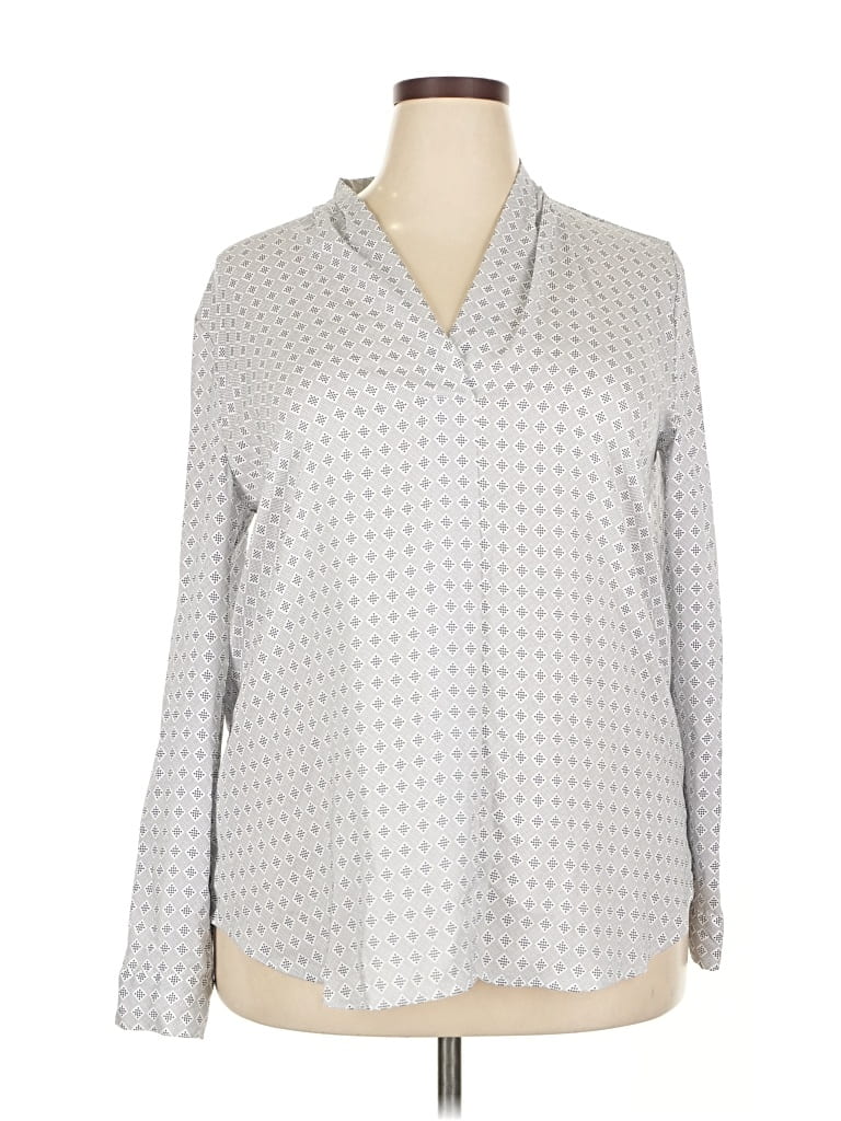 Pre-owned Ann Taylor Long Sleeve Blouse In Gray