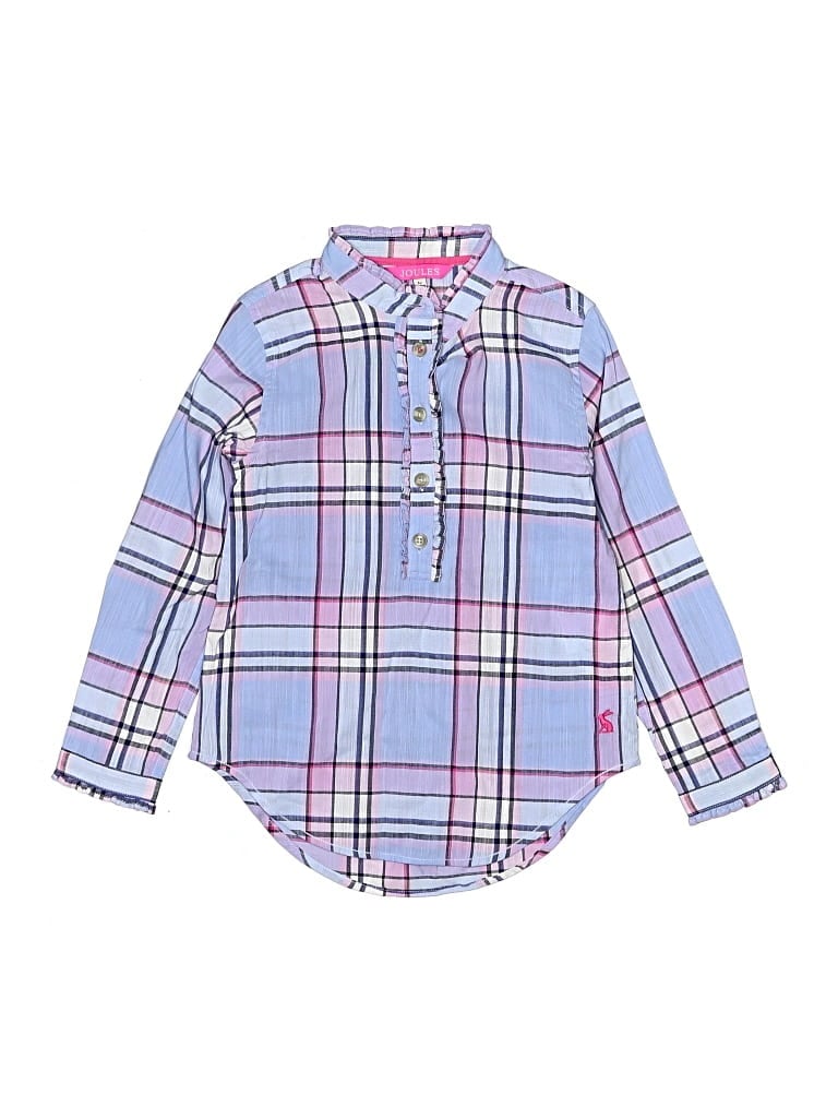 Pre-owned Joules Kids' Long Sleeve Button Down Shirt In Blue