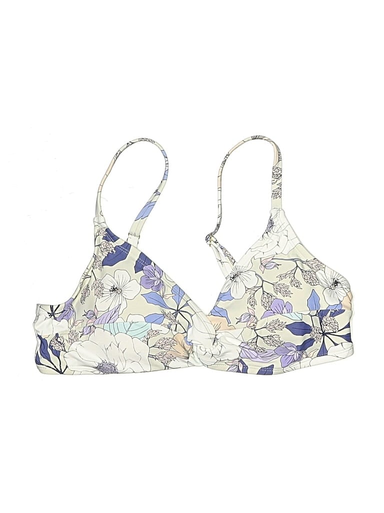 Freshwater Swimsuit Top White Floral Pattern Swimwear In Multi