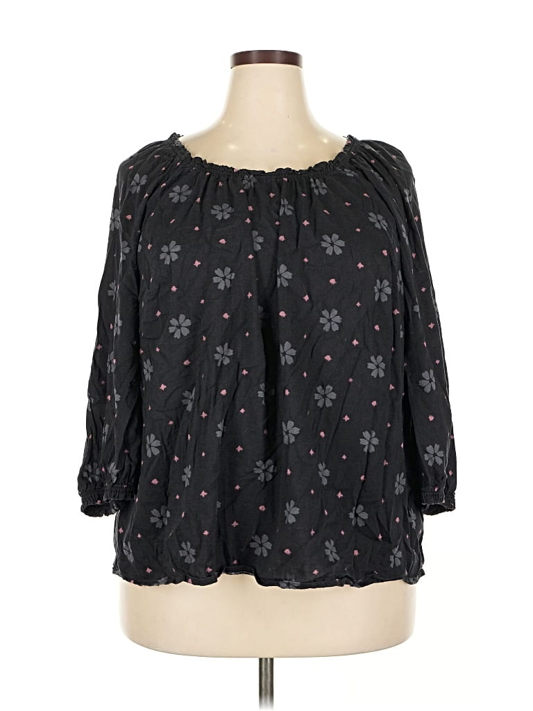 Pre-owned Sonoma Goods For Life 3/4 Sleeve Blouse In Black