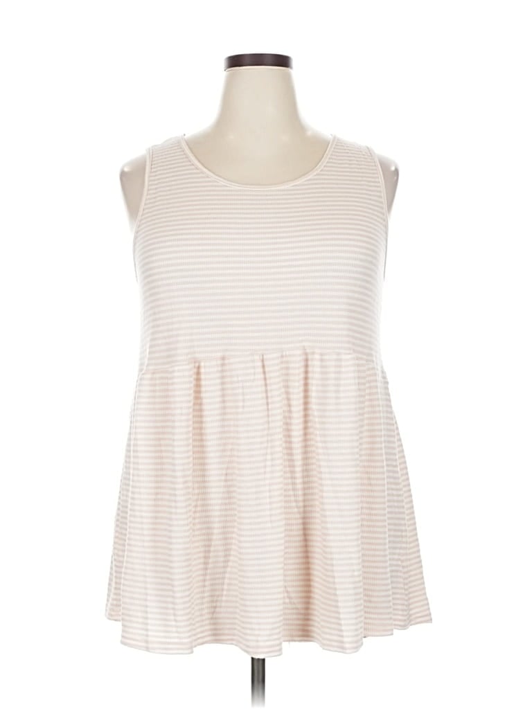 Pre-owned Chic Soul (chicsoul.com) Sleeveless Top Ivory Boatneck Tops In White