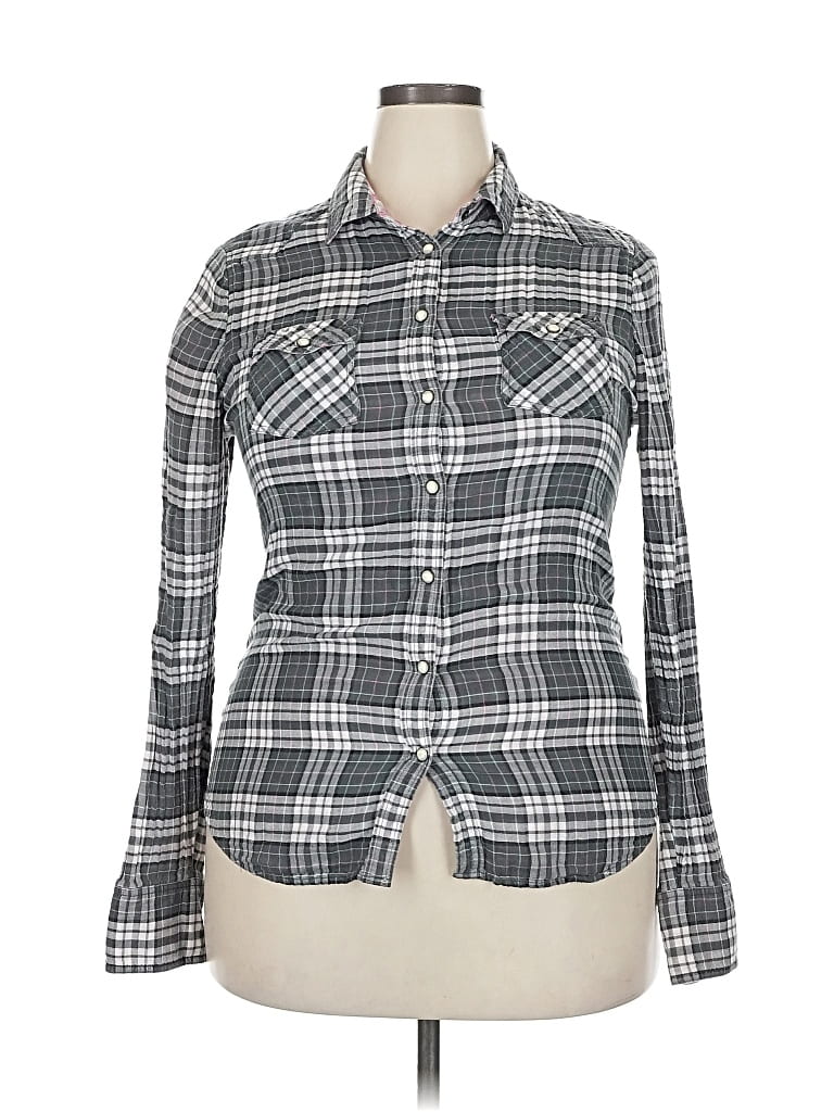 Pre-owned American Eagle Outfitters Long Sleeve Button Down Shirt In Gray