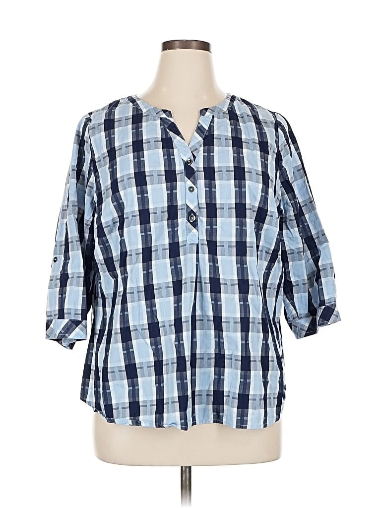 Pre-owned Cj Banks 3/4 Sleeve Button Down Shirt In Blue