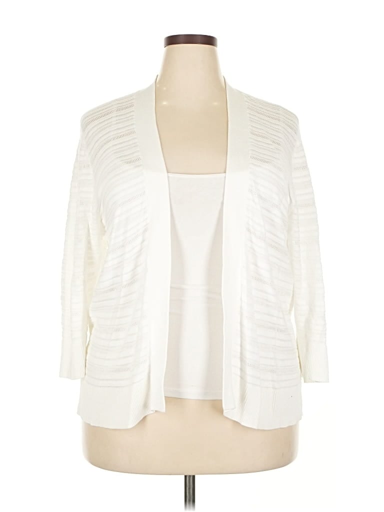 Pre-owned Croft & Barrow Cardigan Sweater In White