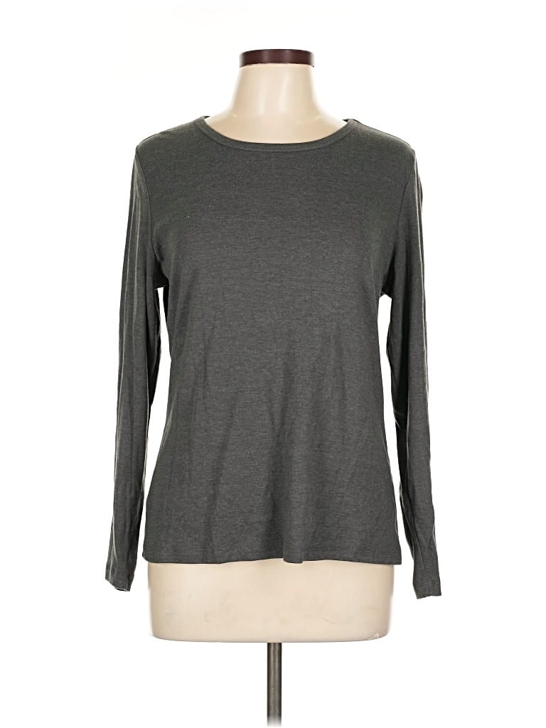 Pre-owned St. John's Bay Long Sleeve T-shirt In Gray