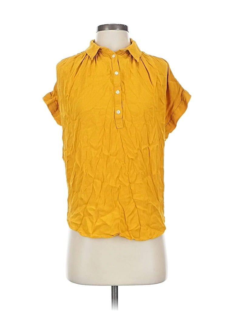 Pre-owned Madewell Short Sleeve Blouse In Yellow