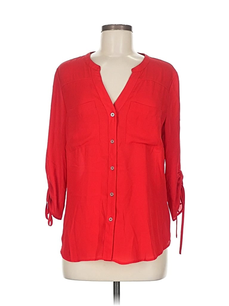Pre-owned New York And Company 3/4 Sleeve Blouse In Red