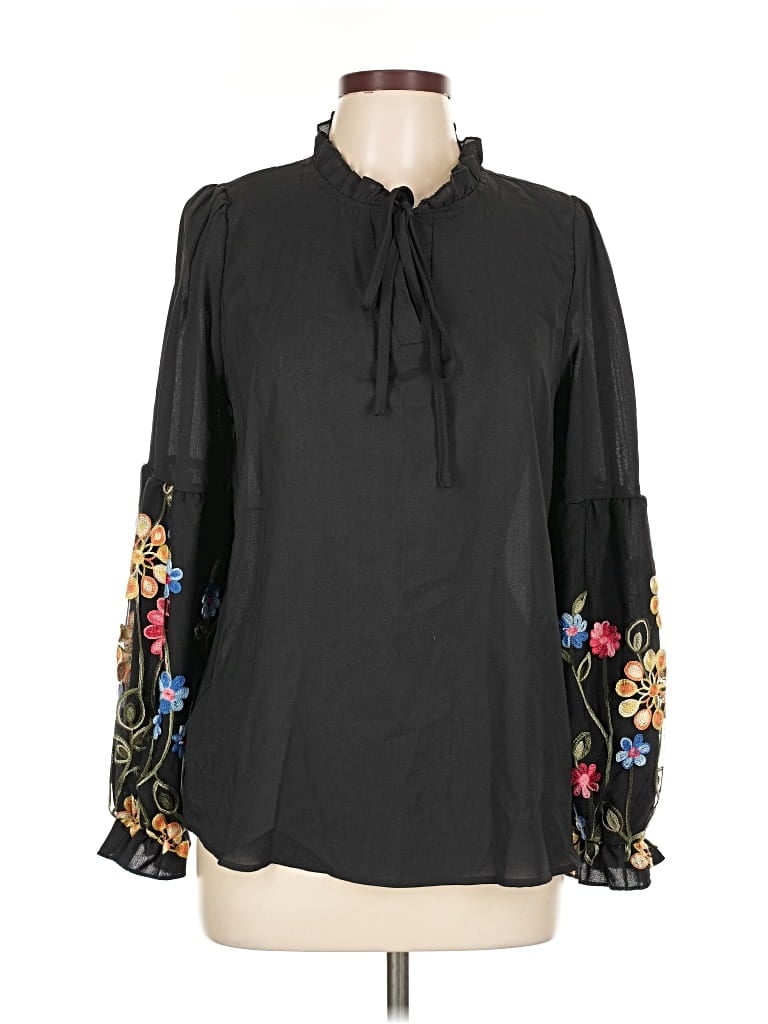 Pre-owned Unbranded Long Sleeve Blouse In Black